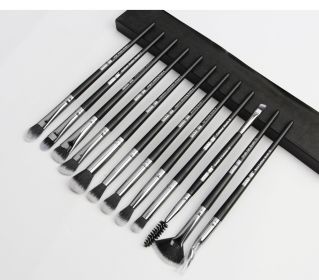 12 makeup brushes set (option: Black Rod Silver Tube)