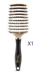 Hairbrush Anti Klit Brushy Haarborstel Women Detangler Hair Brush Bristle Nylon Scalp Massage Teaser Hair Brush Comb (option: A Golden black-1pc)