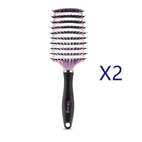 Hairbrush Anti Klit Brushy Haarborstel Women Detangler Hair Brush Bristle Nylon Scalp Massage Teaser Hair Brush Comb (option: A Purple-2pcs)